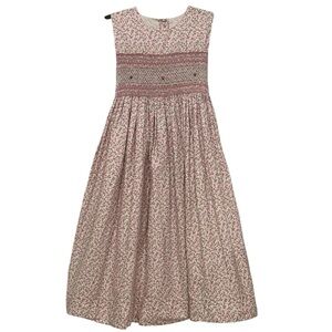 Strasburg Smocked Embroidered Pink Floral Heirloom Dress Girls 7/8 Easter Spring